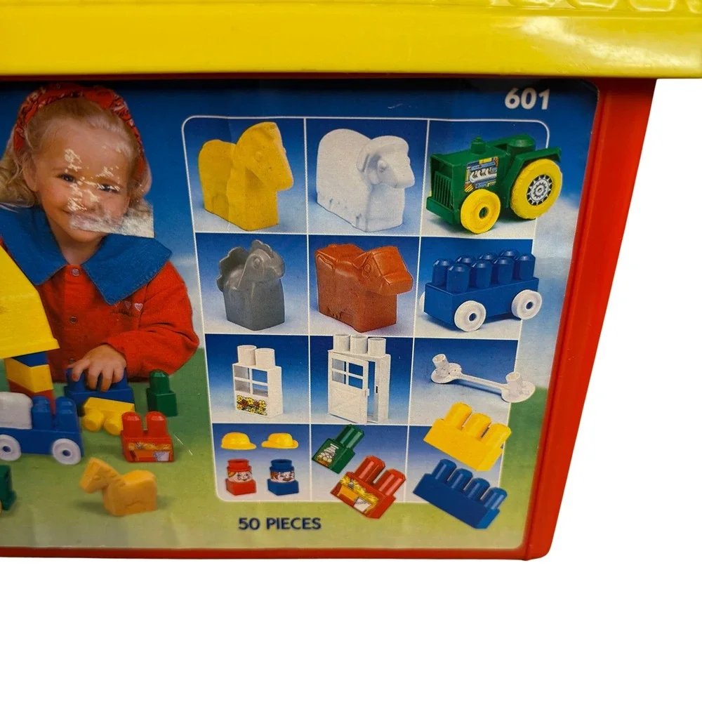 Vintage Mega Bloks Lil Farmer 801 Barn Building‎ Set with Tractor and Animals